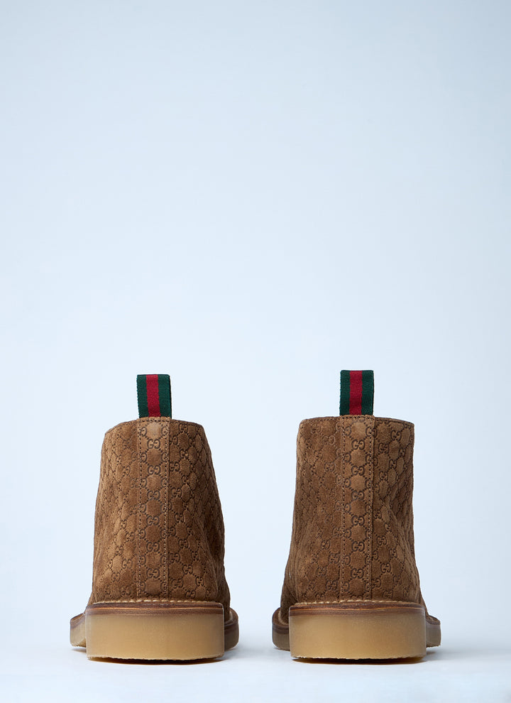 Gucci Men Gg Suede Boots