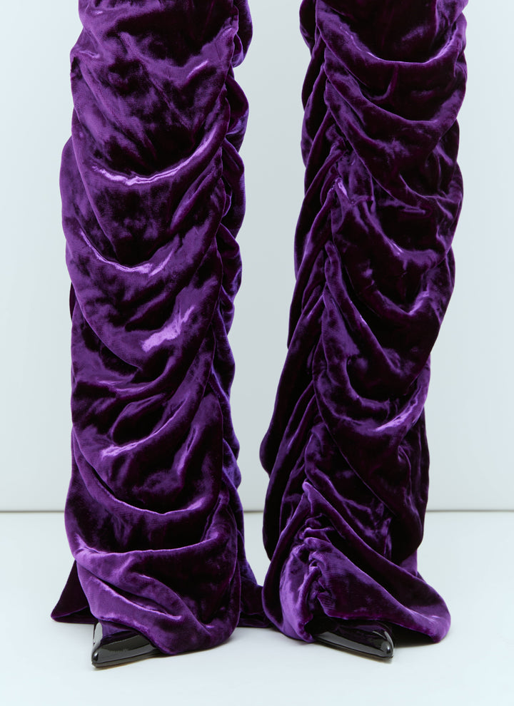 Gucci Women Horsebit Belt Velvet Pants