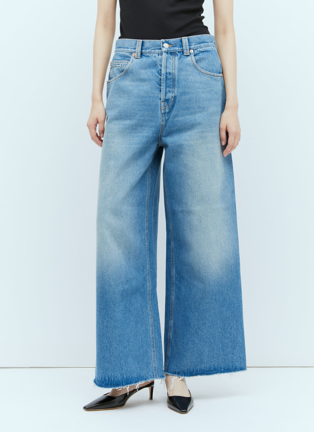 Gucci Women Denim Wide-Leg Jeans