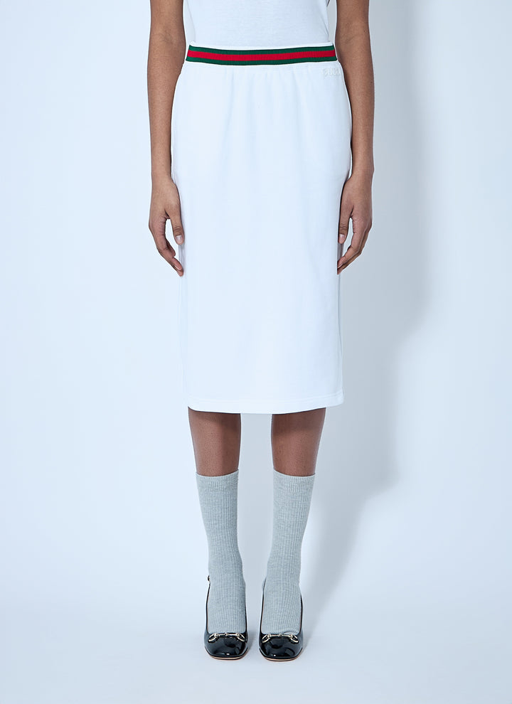 Gucci Women Cotton Jersey Skirt With Web Trim