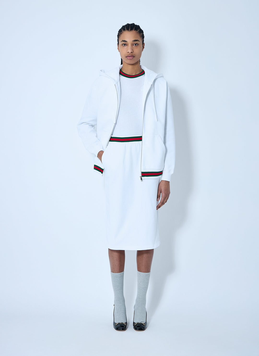 Gucci Women Cotton Jersey Skirt With Web Trim