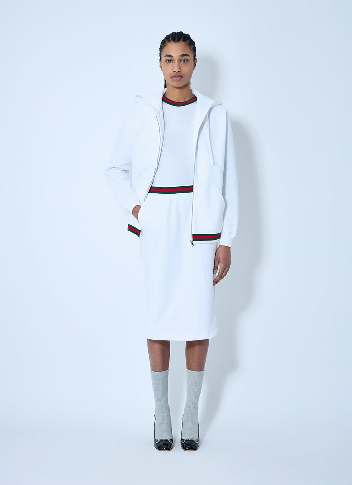 Gucci Women Cotton Jersey Skirt With Web Trim