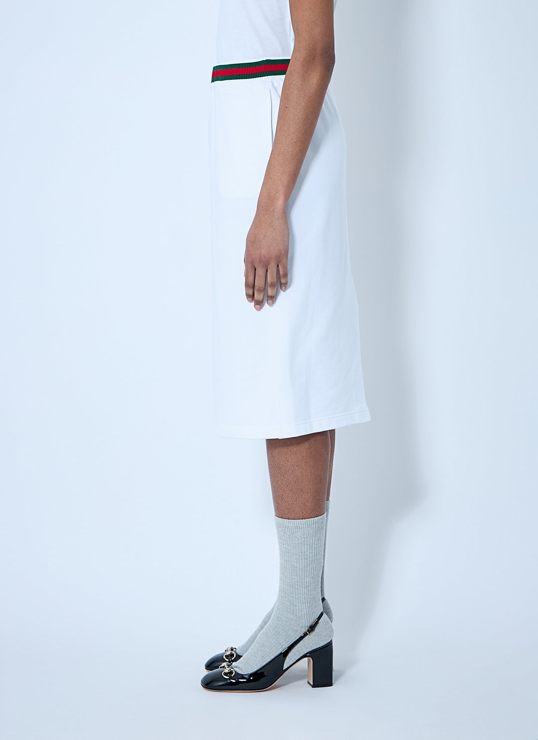 Gucci Women Cotton Jersey Skirt With Web Trim