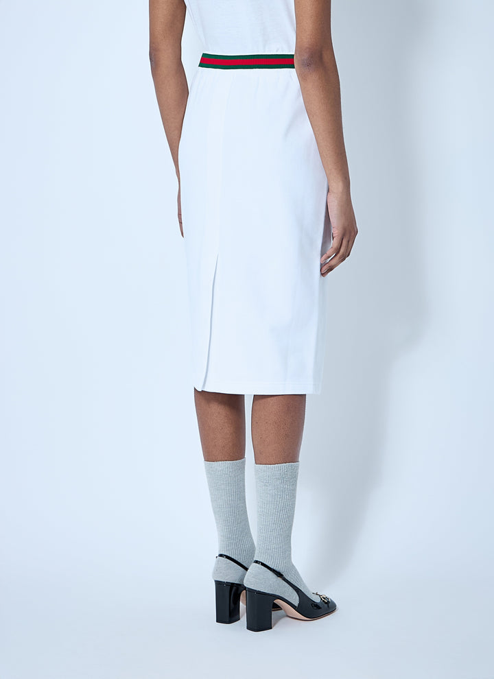 Gucci Women Cotton Jersey Skirt With Web Trim
