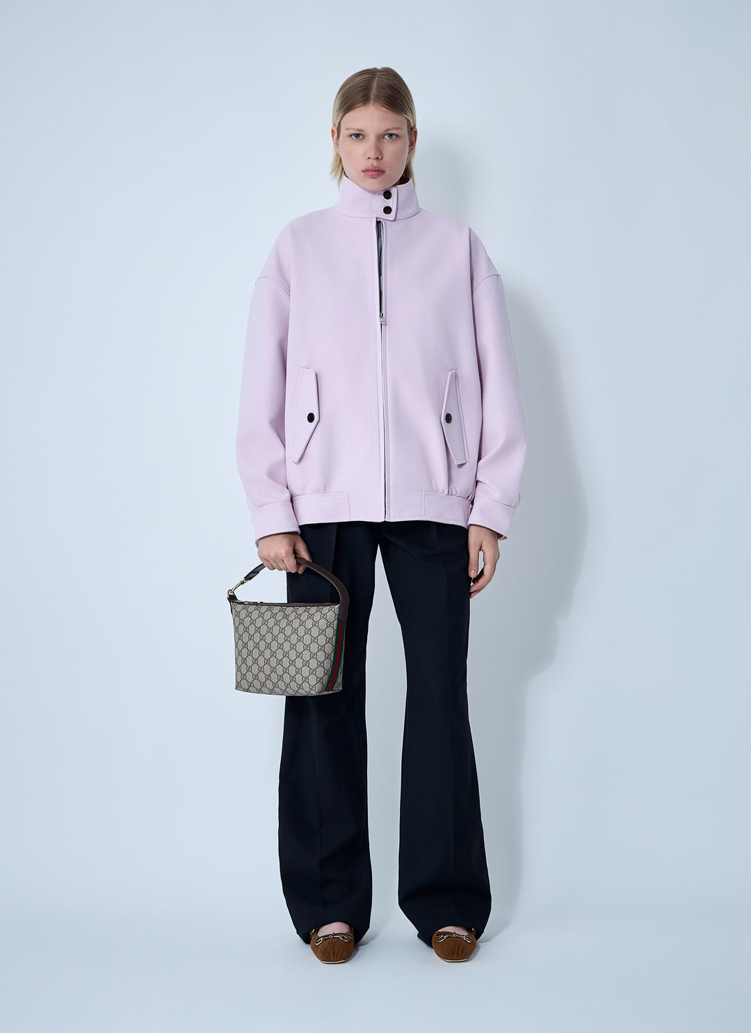 Gucci Women Cotton Canvas Delavé Bomber Jacket