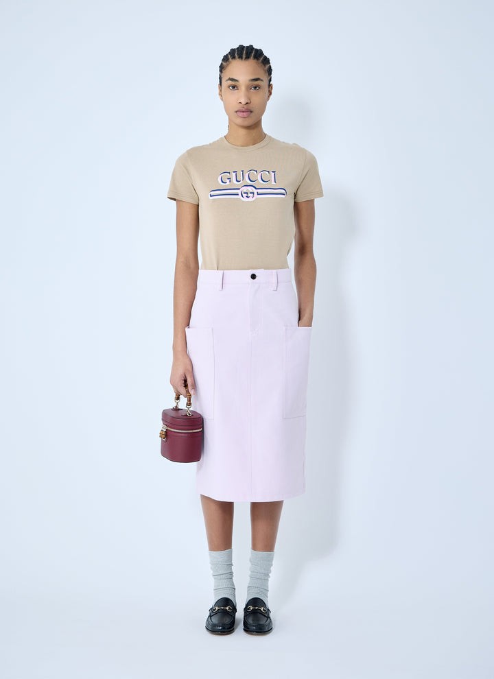 Gucci Women Cotton Canvas Delavé Skirt