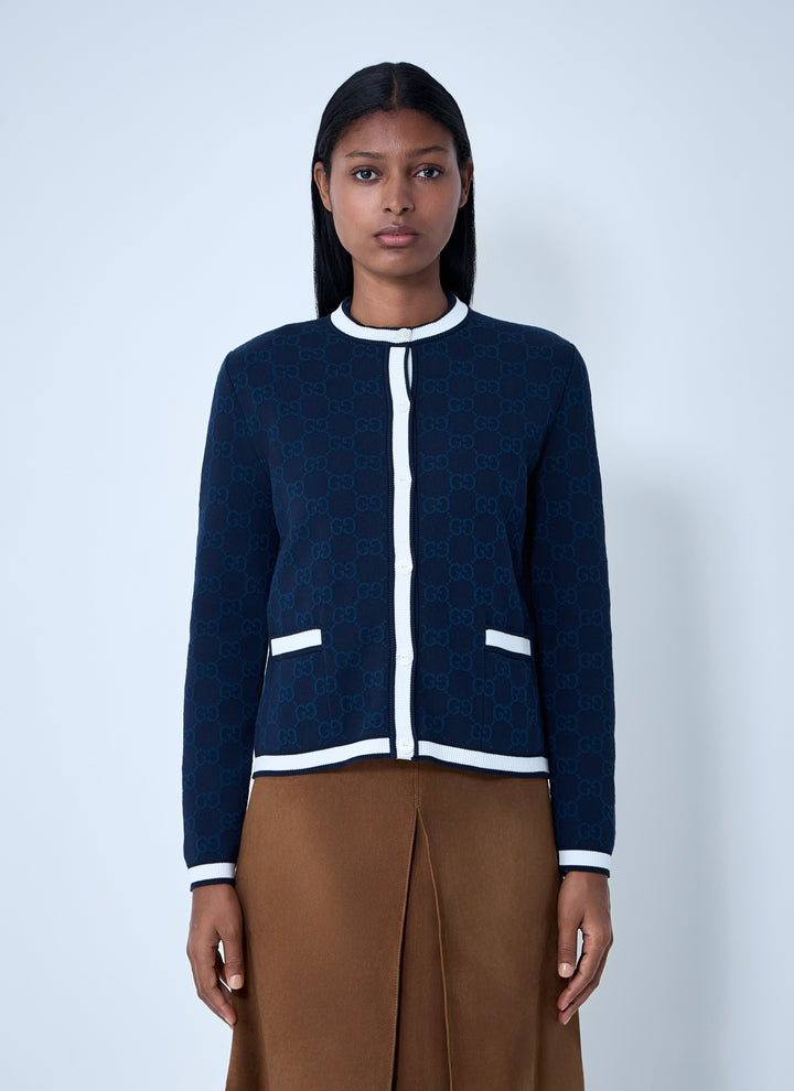 Gucci Women Gg Fine Cotton Cardigan