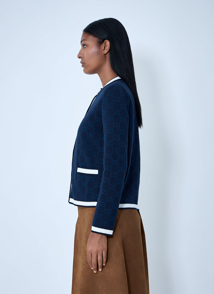 Gucci Women Gg Fine Cotton Cardigan