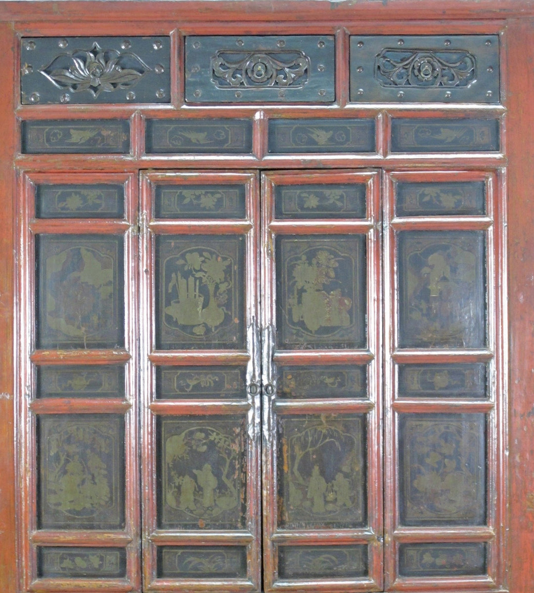 Hand Painted 80" Inch Tall Antique Chinese Cabinet