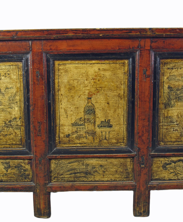 Hand Painted Antique Gansu Bedding Cabinet