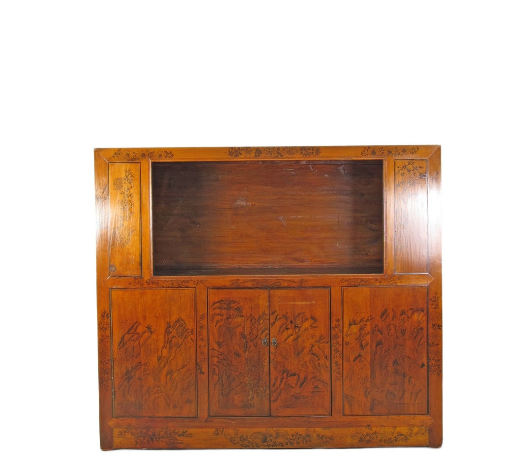 Hand Painted Chinese Antique Display Cabinet – 59 inches tall, Hand-Painted Design