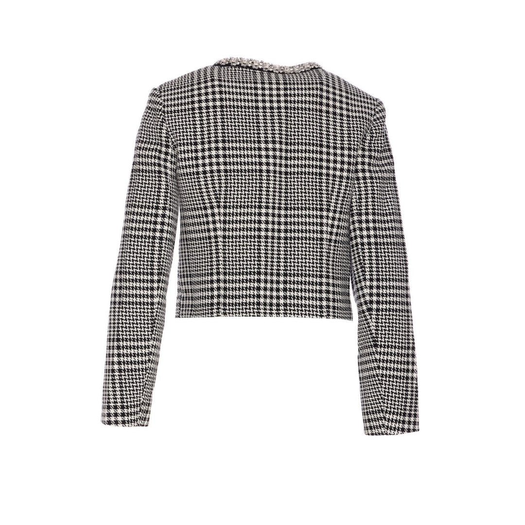 Self Portrait Women Houndstooth Crystal Trim Jacket