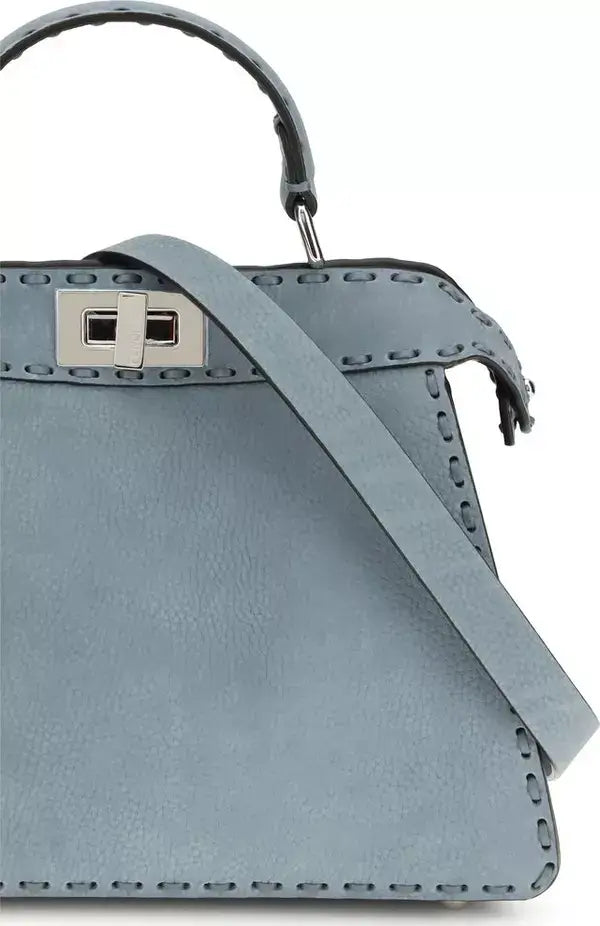FENDI Peekaboo ISeeU Small Blue Calf Leather Handbag | STORE 7994
