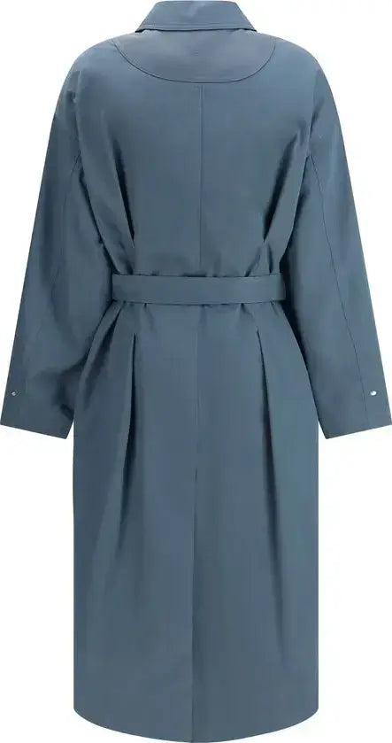Blue trench coat on a white background