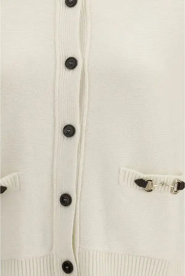 GUCCI Beige Wool Cashmere Cardigan with Dual Horsebit Pockets – Women | SS26