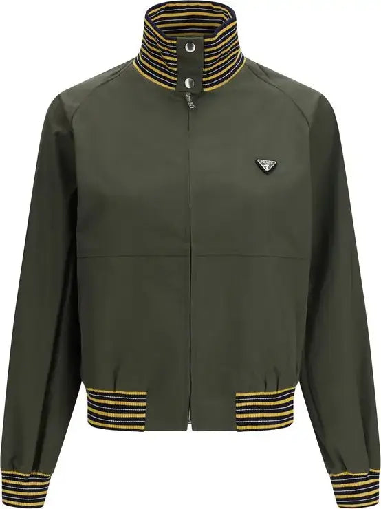 Green jacket with yellow accents on a white background