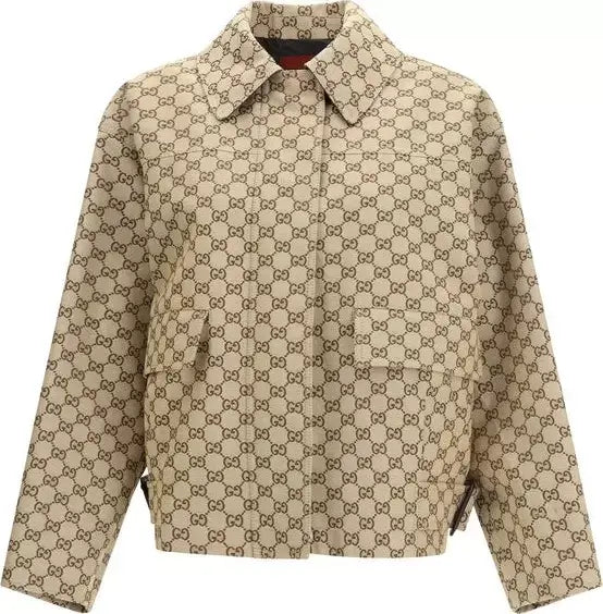 Beige jacket with a pattern on a white background