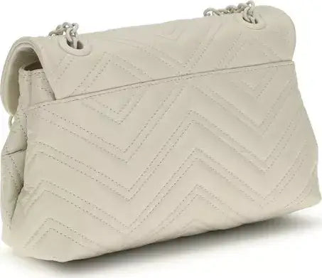 Gucci GG Marmont Small Beige Chevron Quilted Nappa Leather Shoulder Bag
