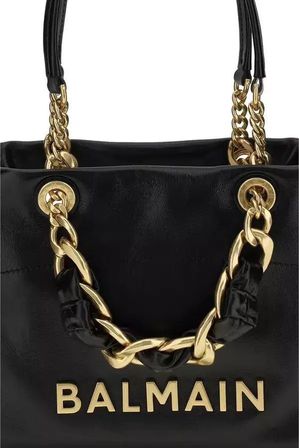 Balmain Small 1945 Soft Shoulder Bag Black Calf Leather (Bos Taurus)