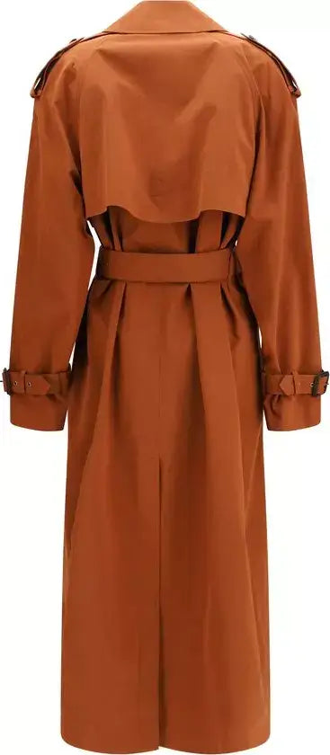 Brown trench coat on a white background