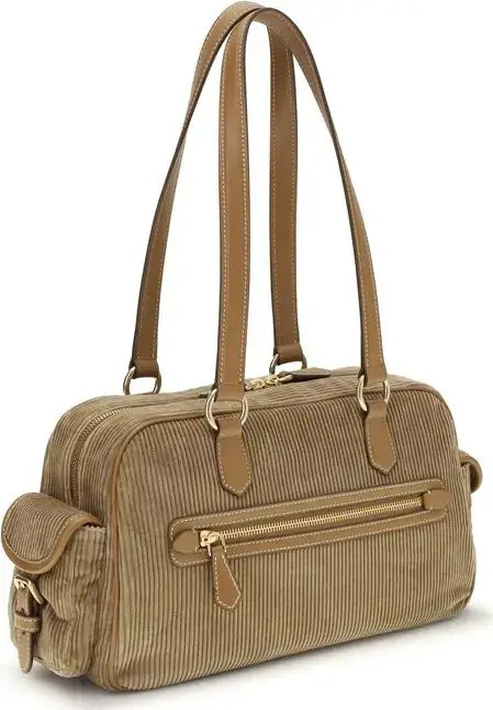 Miu Miu Corduroy Shoulder Bag with Nappa Leather Handles | S7