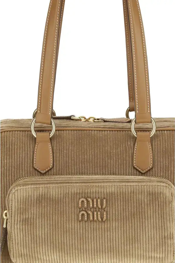 Miu Miu Corduroy Shoulder Bag with Nappa Leather Handles | S7