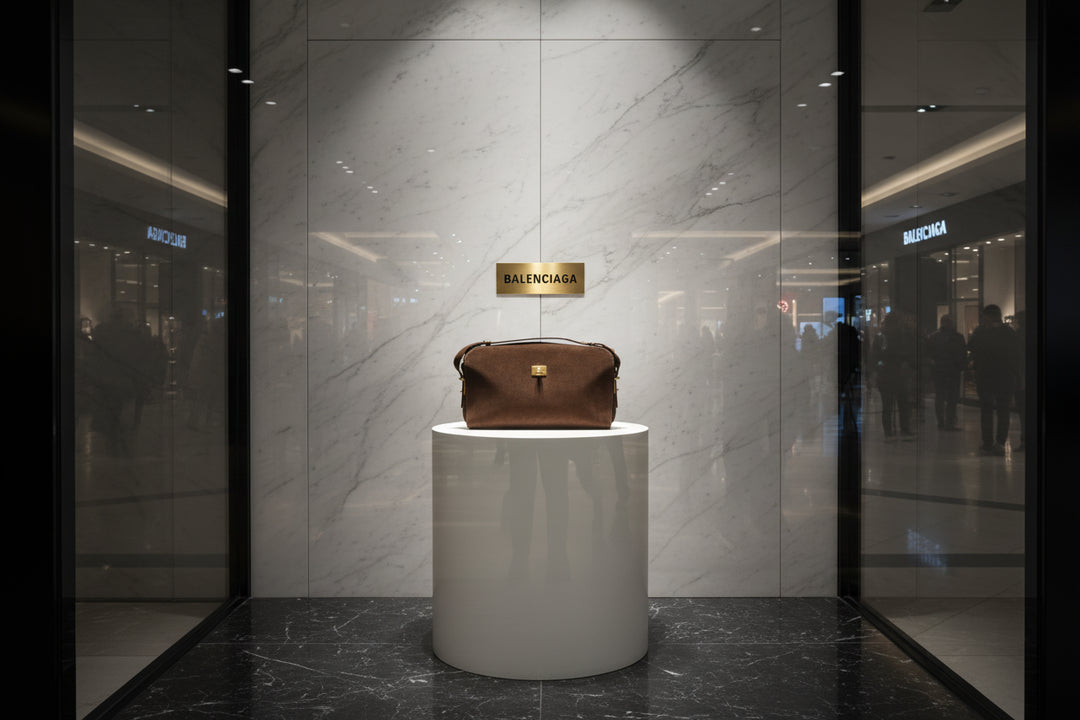 BALENCIAGA brown leather shoulder bag