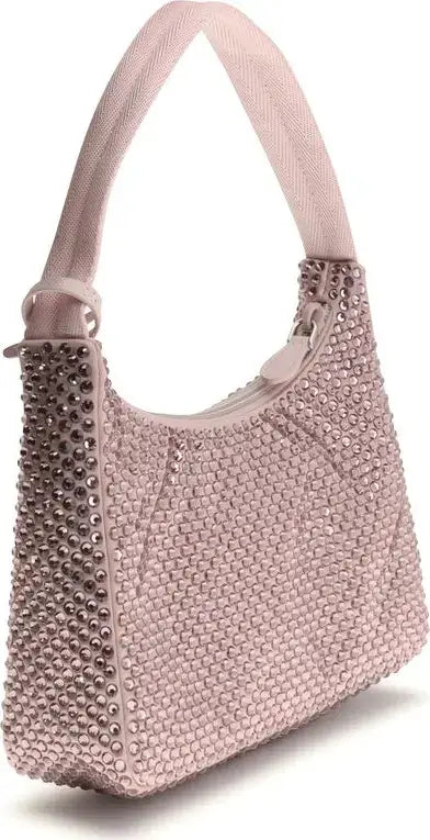 Prada Re-Edition Pink Crystal Embellished Satin Shoulder Bag | S7
