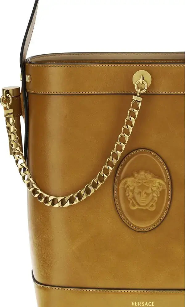Versace Small Pivot Bucket Bag – Medusa Cameo Calf Leather | Designer Handbag