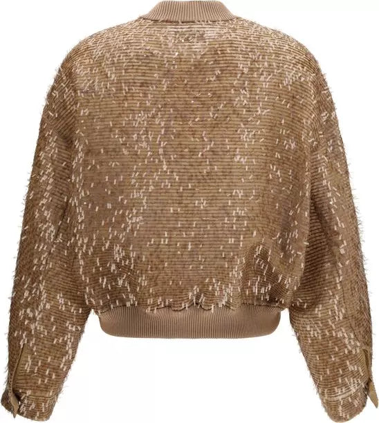 Brown textured sweater on a white background