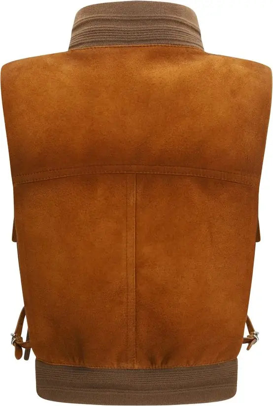 Brown suede vest on a white background