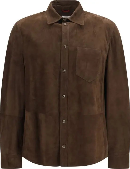 Brown suede jacket on a white background