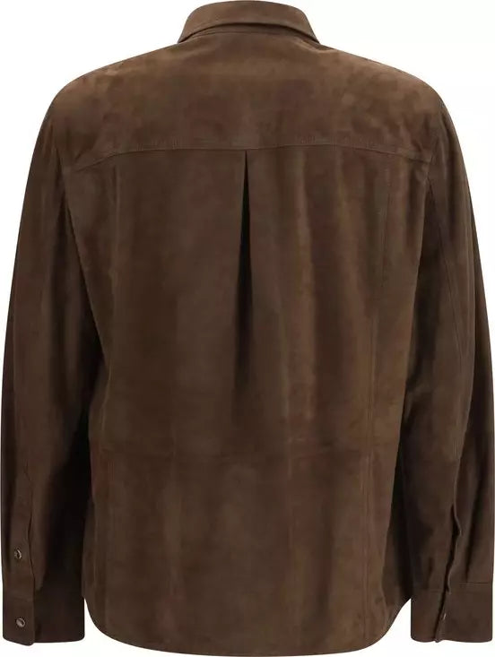 Brown suede shirt on a white background