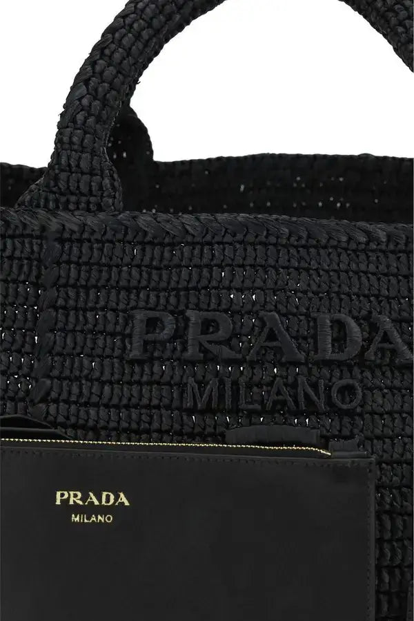 👜 Prada Black Crochet Viscose Tote Shoulder Bag – Women | Designer Collection