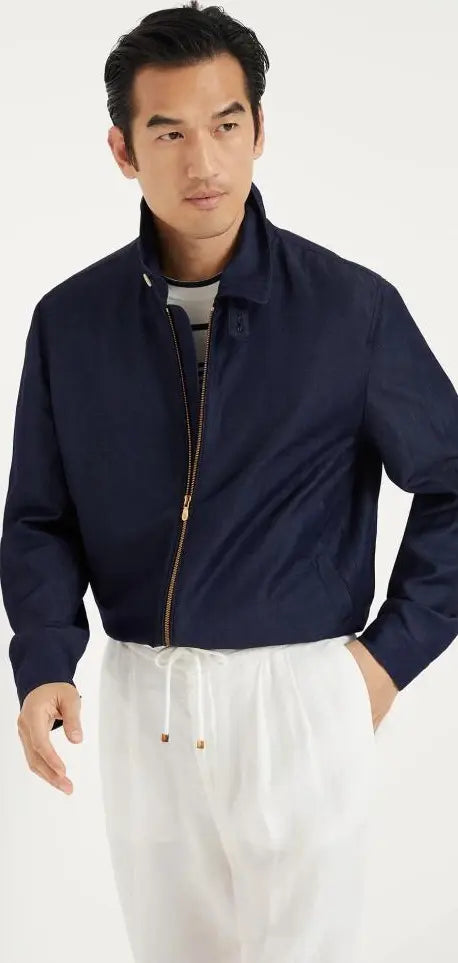 BRUNELLO CUCINELLI Blue Wool Bomber Jacket – Men | Designer Collection