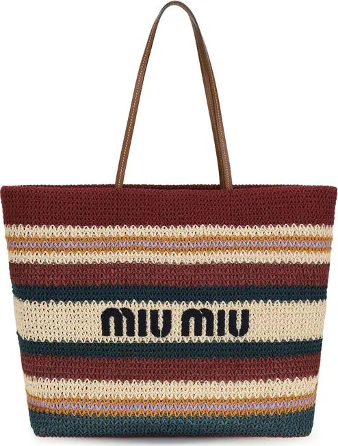 MIU MIU raffia tote bag