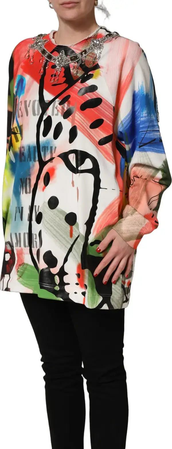 Dolce & Gabbana Graffiti Embellished Sweatshirt Multicolor — Women