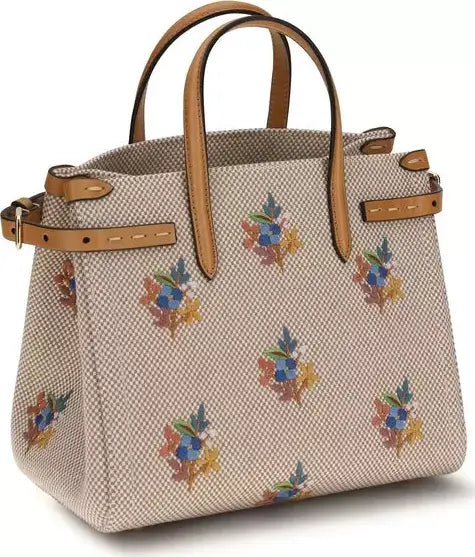 VALENTINO GARAVANI Antibes Small Embroidered Canvas Handbag Beige | Designer Sale