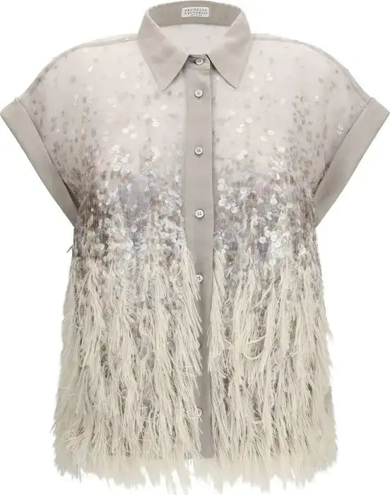 Brunello Cucinelli front view shirt with fringes
