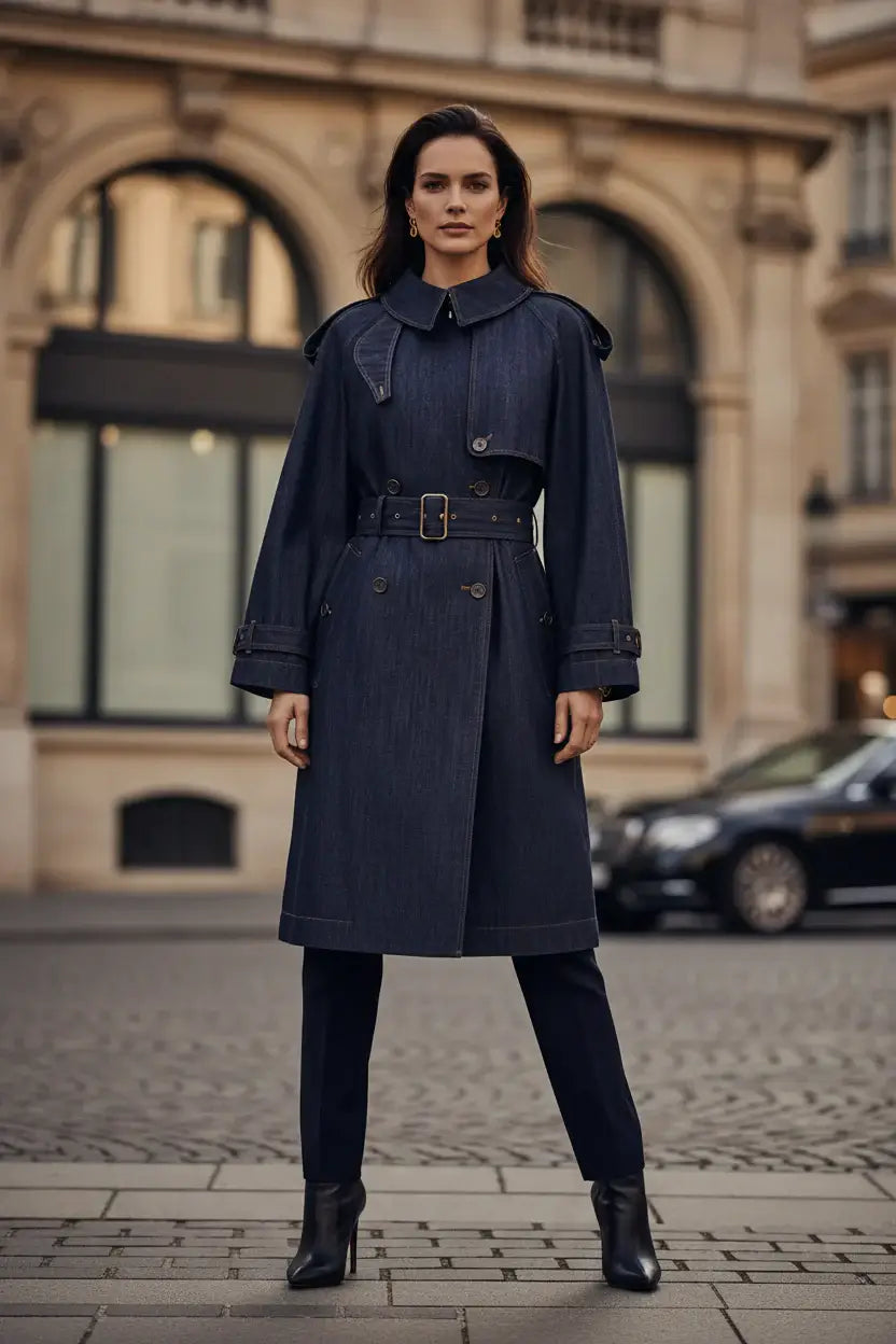 Woman in blue jean coat