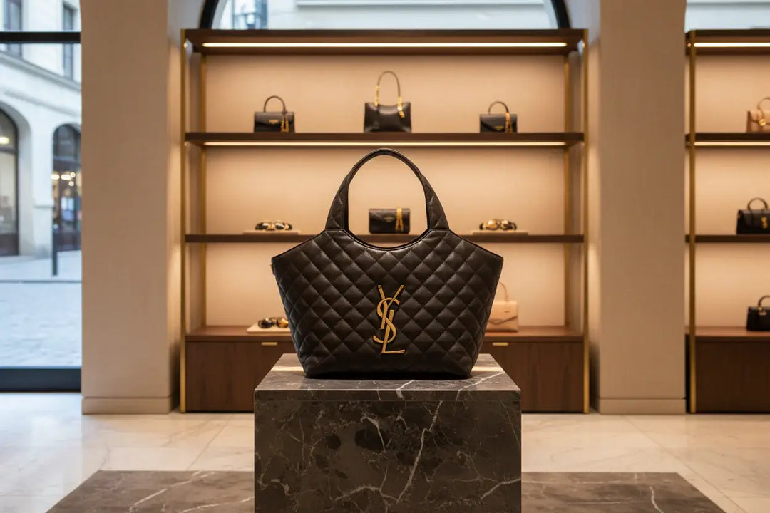SAINT LAURENT handbag display in boutique