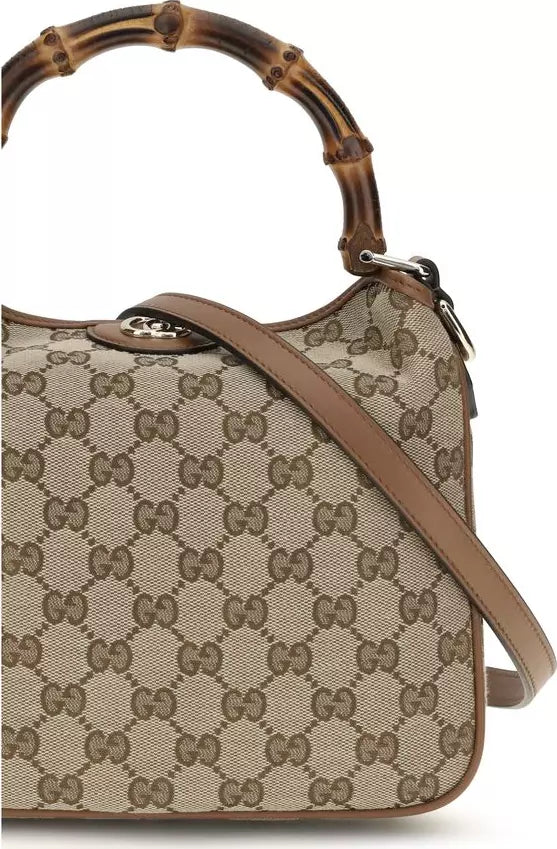 Gucci Small Diana GG Fabric Shoulder Bag Brown SS26