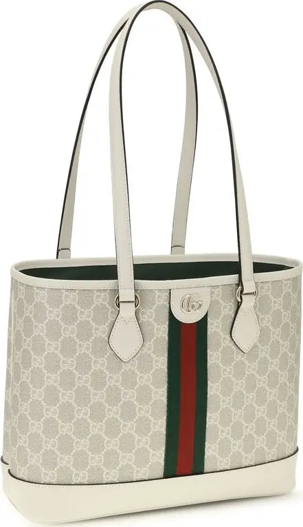 Gucci Medium Ophidia GG Tote Bag White Cotton SS26