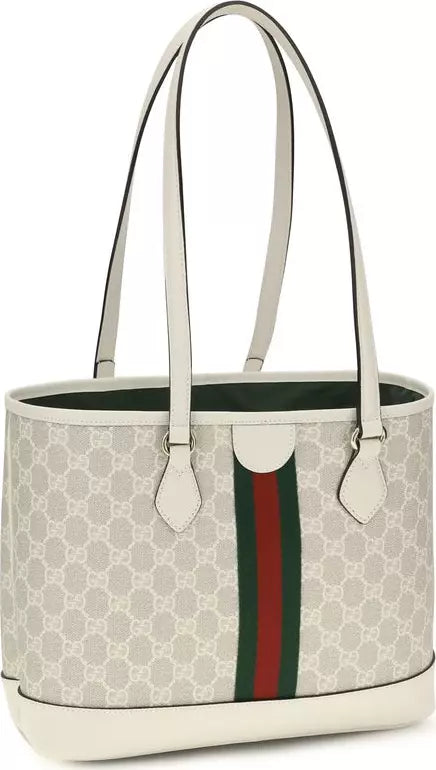 Gucci Medium Ophidia GG Tote Bag White Cotton SS26