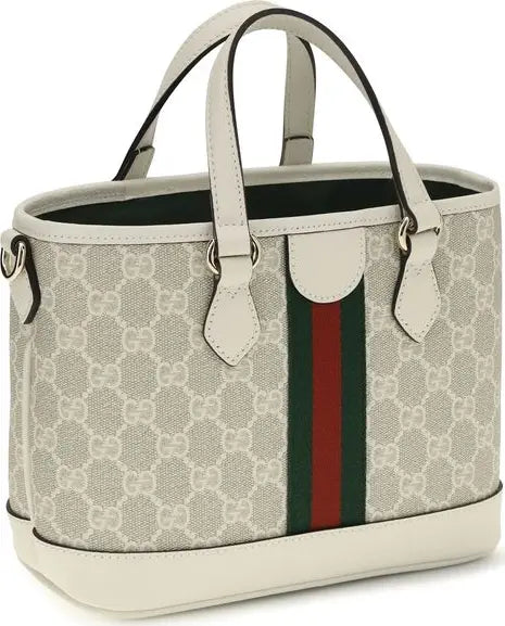 Gucci Small Ophidia GG Fabric Tote Shoulder Bag White SS26