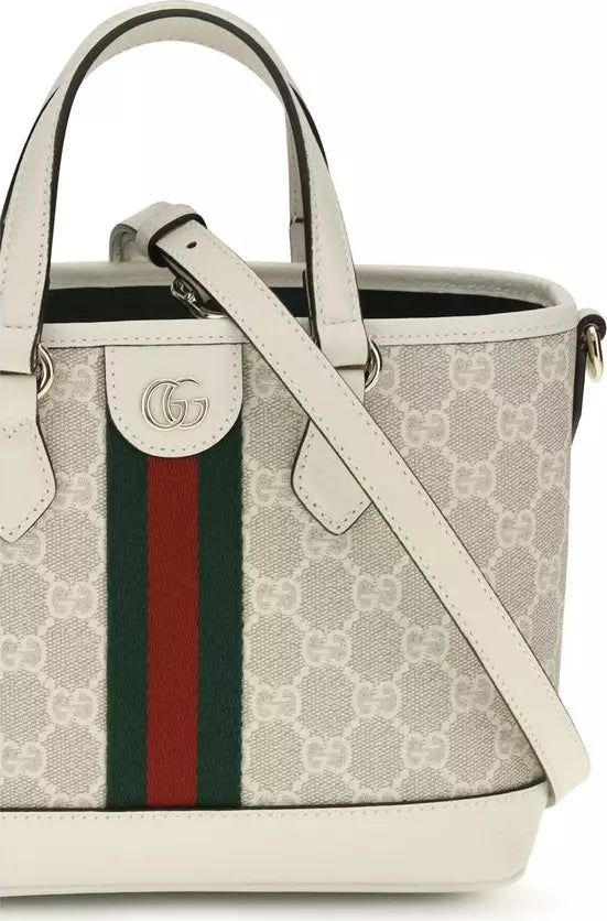 Gucci Small Ophidia GG Fabric Tote Shoulder Bag White SS26