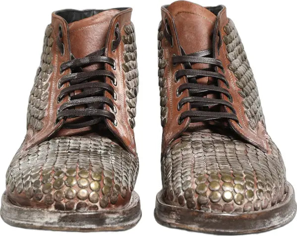 Dolce & Gabbana

Brown Leather Runway Studs Ankle Boots Shoes