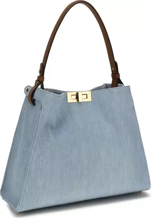 Fendi Way Medium Blue Denim Handbag