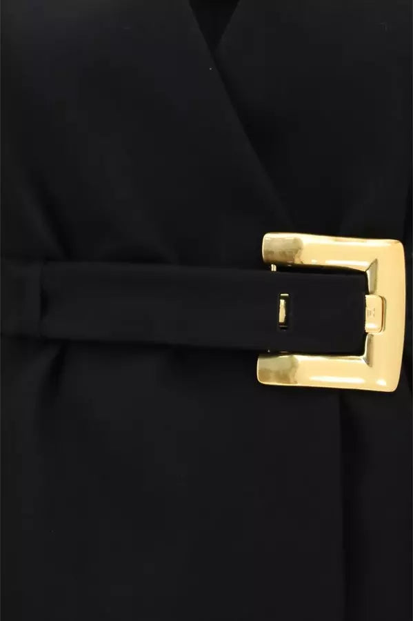 Black coat with a gold buckle on a white background