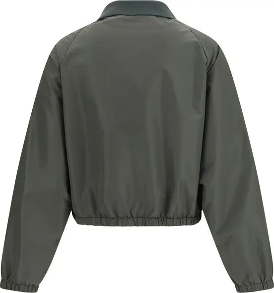 Green jacket shown from the back on a white background